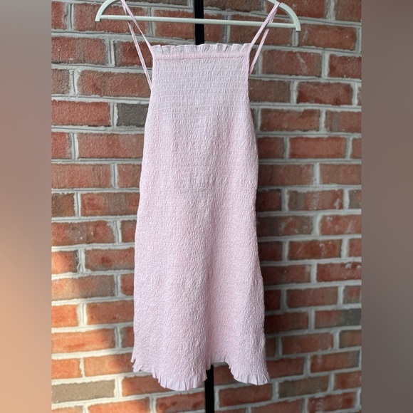 NWT FREE PEOPLE Ilya Smocked Mini Dress, Beach, Retro Size Medium Pink Chalk - Picture 3 of 8